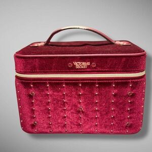 Victoria's Secret Vanity Case‎ Cosmetic Travel Bag Studded Makeup Organizer Box